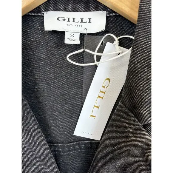 NWT Gilli Black Denim Button Up Dress w/ Pockets #1403 Size SMALL - Picture 9 of 9